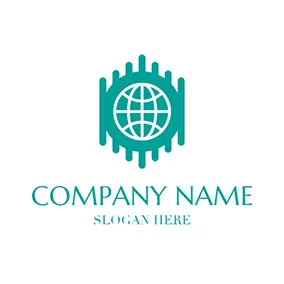 Website & Blog Logo Green and Blue Website Icon logo design