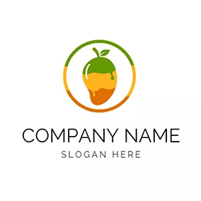 Juice Logo Green and Brown Mango logo design