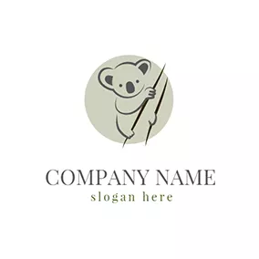 考拉 Logo Green and Gray Koala Icon logo design