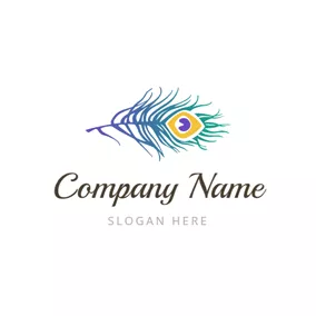 Peacock Logo Green and Purple Peacock Feather logo design
