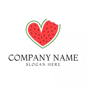 Ernährung Logo Green and Red Heart Watermelon logo design
