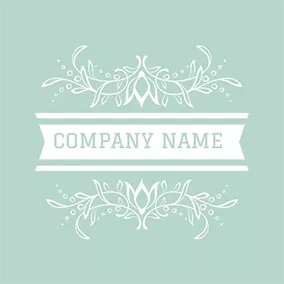 Emblem Logo Green and White Flower Branch logo design