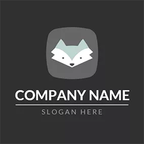 キツネのロゴ Green and White Fox Head logo design