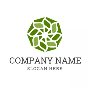 Abstract Logo Green and White Leaf logo design