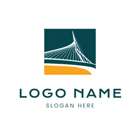 Transportlogo Green and White Lines Bridge logo design