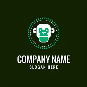 Monkey Logo Green and White Monkey logo design