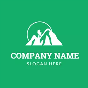Eco Logo Green and White Mountain and Man logo design