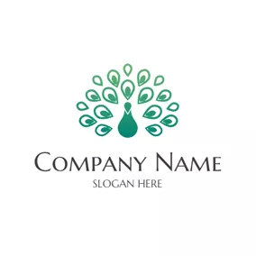 Peacock Logo Green and White Peacock logo design