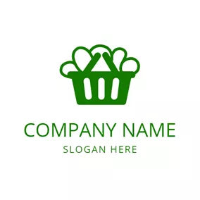 超市logo Green and White Vegetable Basket logo design