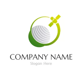 Communication Logo Green and Yellow Satellite Network logo design