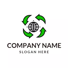 Eco Logo Green Arrow and Black Earth logo design