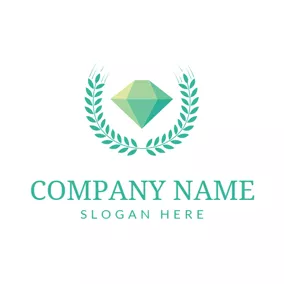 Fashion & Beauty Logo Green Branch and Diamond logo design