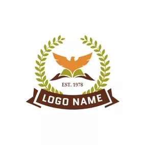 Pigeon Logo Green Branch and Yellow Pigeon logo design