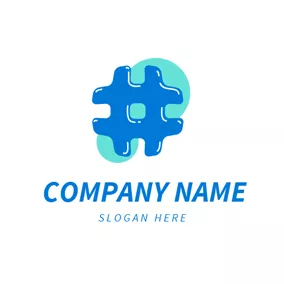 Bubble Logo Green Bubble and Blue Hashtag logo design
