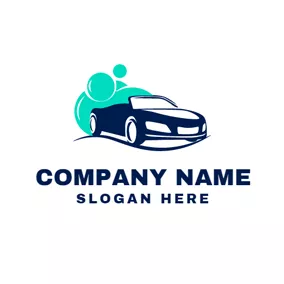 Car Wash Logo Green Bubble and Car Wash logo design