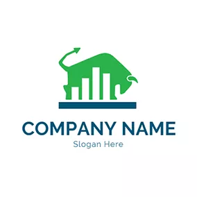 證券Logo Green Bull and White Bar Graph logo design