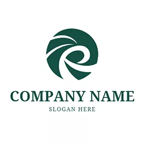 Rのロゴ Green Circle and Abstract Letter R logo design