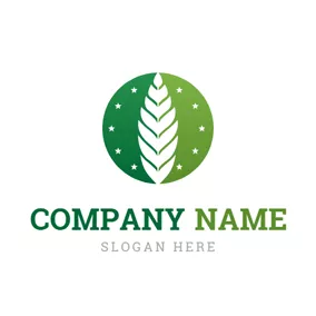 Emblem Logo Green Circle and Beautiful Leaf logo design