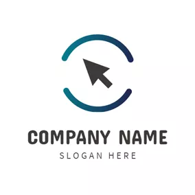 老鼠/滑鼠 Logo Green Circle and Black Arrow logo design