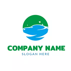 Car & Auto Logo Green Circle and Blue Car Wash logo design