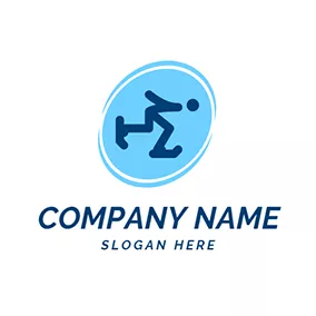 Skate Logo Green Circle and Blue Skater logo design