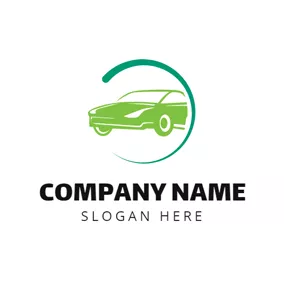 Transportation Logo Green Circle and Car logo design