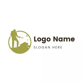 Peak Logo Green Circle and Climber logo design