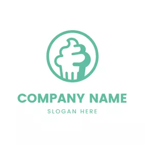 Cake Logo Green Circle and Cupcake logo design