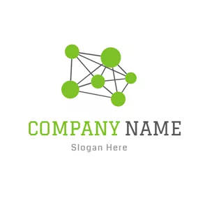 Telecom Logo Green Circle and Gray Structure logo design