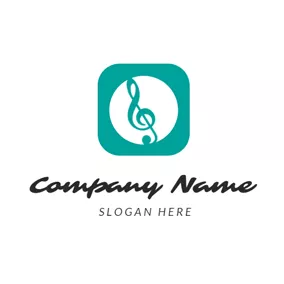 Music Logo Green Circle and Note logo design