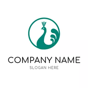 Peacock Logo Green Circle and Peacock Head logo design
