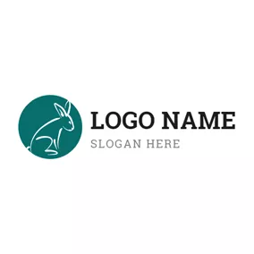 Bunny Logo Green Circle and Seated Rabbit logo design