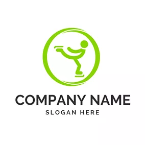 Skate Logo Green Circle and Skating Athlete logo design