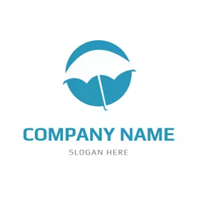 傘ロゴ Green Circle and Umbrella logo design