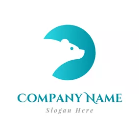 Negative Space Logo Green Circle and White Bear logo design