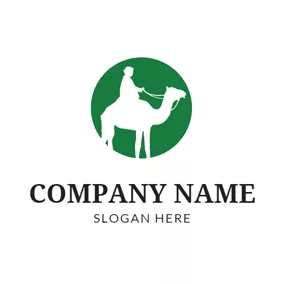 Camel Logo Green Circle and White Camel logo design