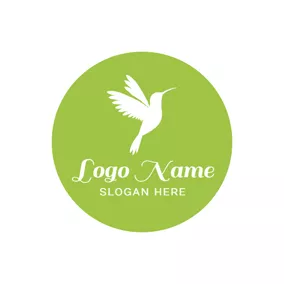 Hummingbird Logo Green Circle and White Hummingbird logo design