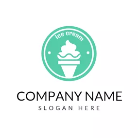 Torch Logo Green Circle and White Ice Cream logo design