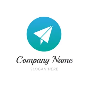 Message Logo Green Circle and White Plane logo design