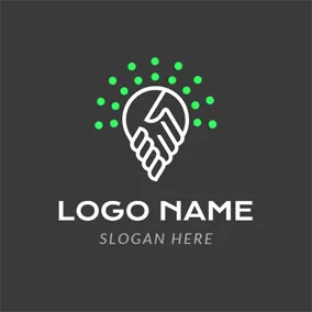 Trading Logo Green Circle Dot and White Hand logo design