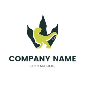 Raptor Logo Green Claw and Flat Dinosaur logo design