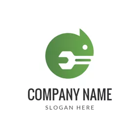 Chameleon Logo Green Curled Lizard Icon logo design