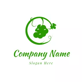 Vine Logo Green Curly Vine and Grape logo design