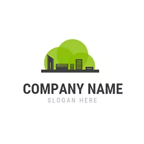 Construction Logo Green Decoration and Black Building logo design