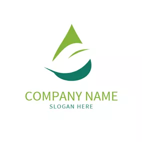 Massage Logo Green Drop and Leaf Icon logo design