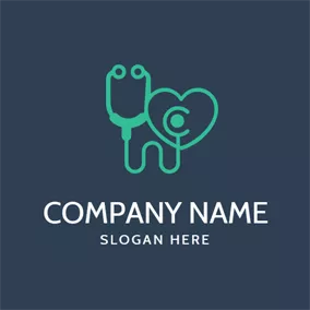 Doctor Logo Green Echometer and Heart logo design