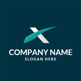 Brand Logo Green Feather and Letter X logo design