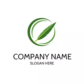 Business & Consulting Logo Green Feather and Pen Icon logo design