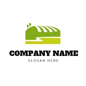 River Logo Green Field and Winding River logo design