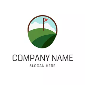 Sports & Fitness Logo Green Golf Course and Golf Ball logo design